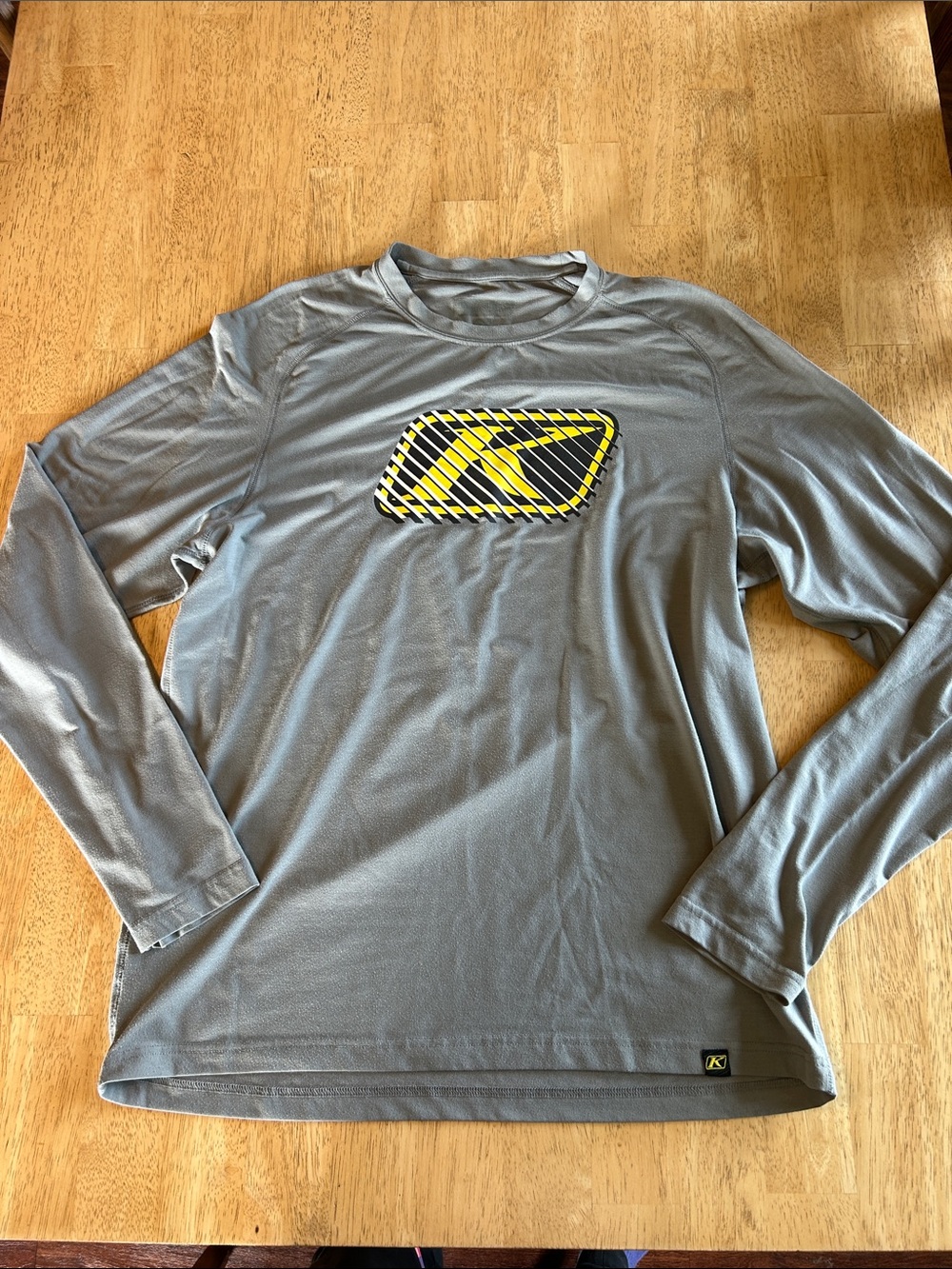 Klim Gray Long-Sleeve Performance Shirt with Yellow Logo